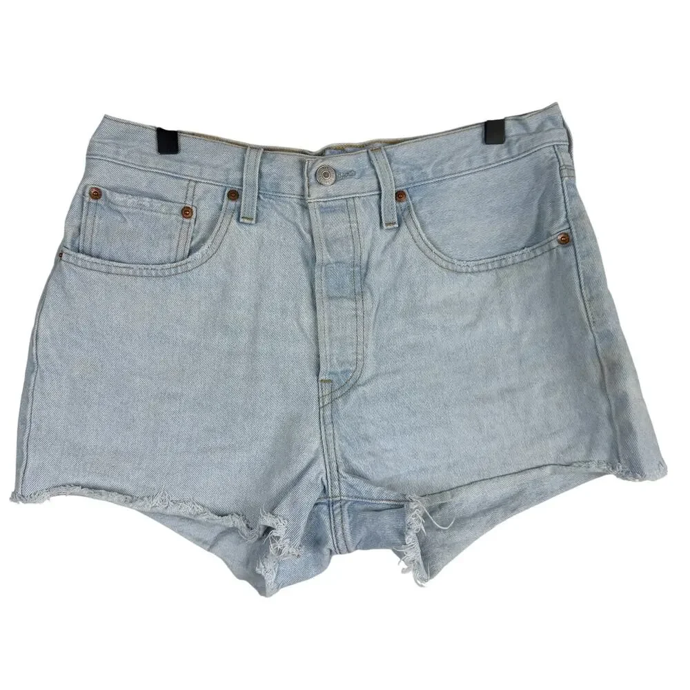 Levi's 501 Original High Rise Cut Off Shorts Light Blue Denim 56327 - W30 30